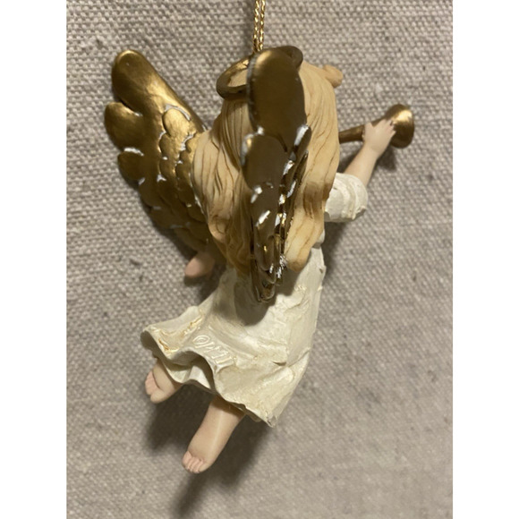 Vtg Precious Moments Sing in Excelsis Ornament Angel Horn Player 3.25" Tall - Picture 3 of 8
